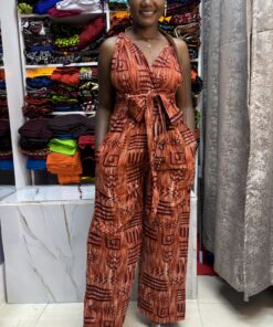 Rust brown kitenge jumpsuit size 8–16
