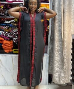 Ankara-Trim Chiffon Kimono