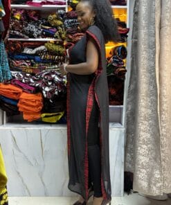 Ankara-Trim Chiffon Kimono