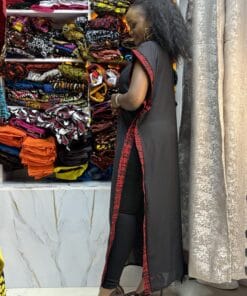 Ankara-Trim Chiffon Kimono