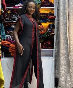 Ankara-Trim Chiffon Kimono