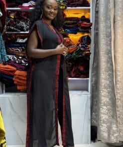 Ankara-Trim Chiffon Kimono