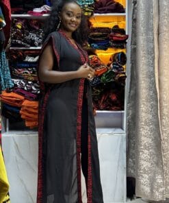 Ankara-Trim Chiffon Kimono
