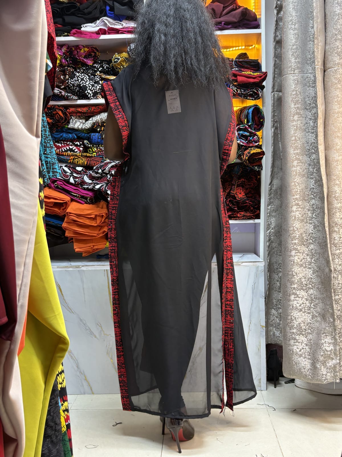Ankara-Trim Chiffon Kimono