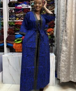 Blue African-Print Kimono Cover-Up
