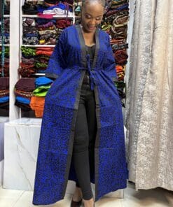 Blue African-Print Kimono Cover-Up
