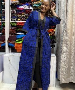 Blue African-Print Kimono Cover-Up