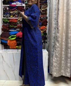 Blue African-Print Kimono Cover-Up
