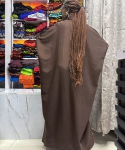 Chocolate Brown Ankara-Panel Kaftan