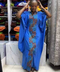 Ocean Blue Ankara-Panel Kaftan
