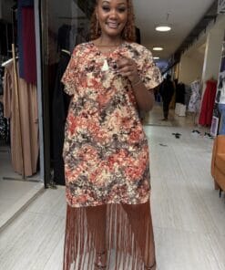 Sunset Bloom Fringe Dress
