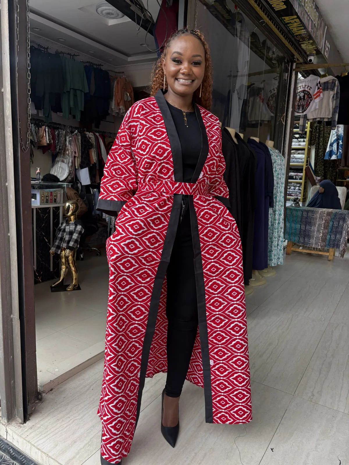 Crimson Mosaic Kimono Cover