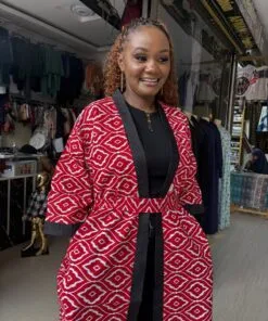 Crimson Mosaic Kimono Cover