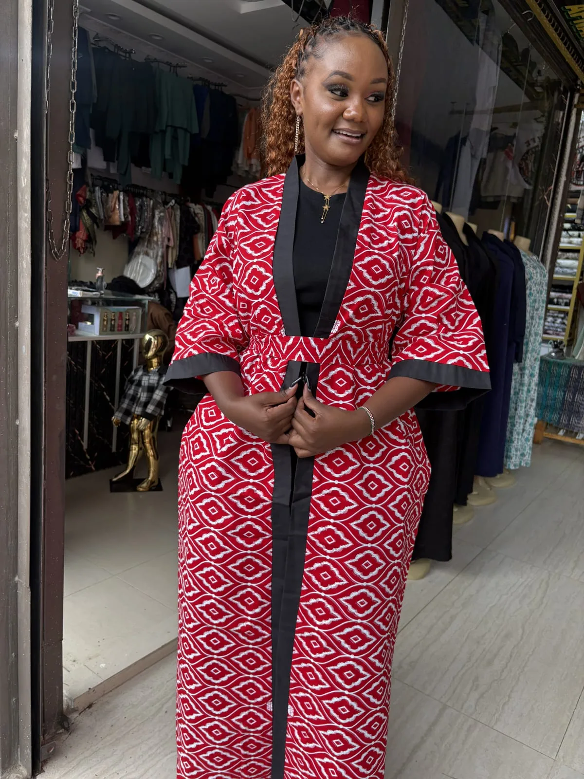 Crimson Mosaic Kimono Cover
