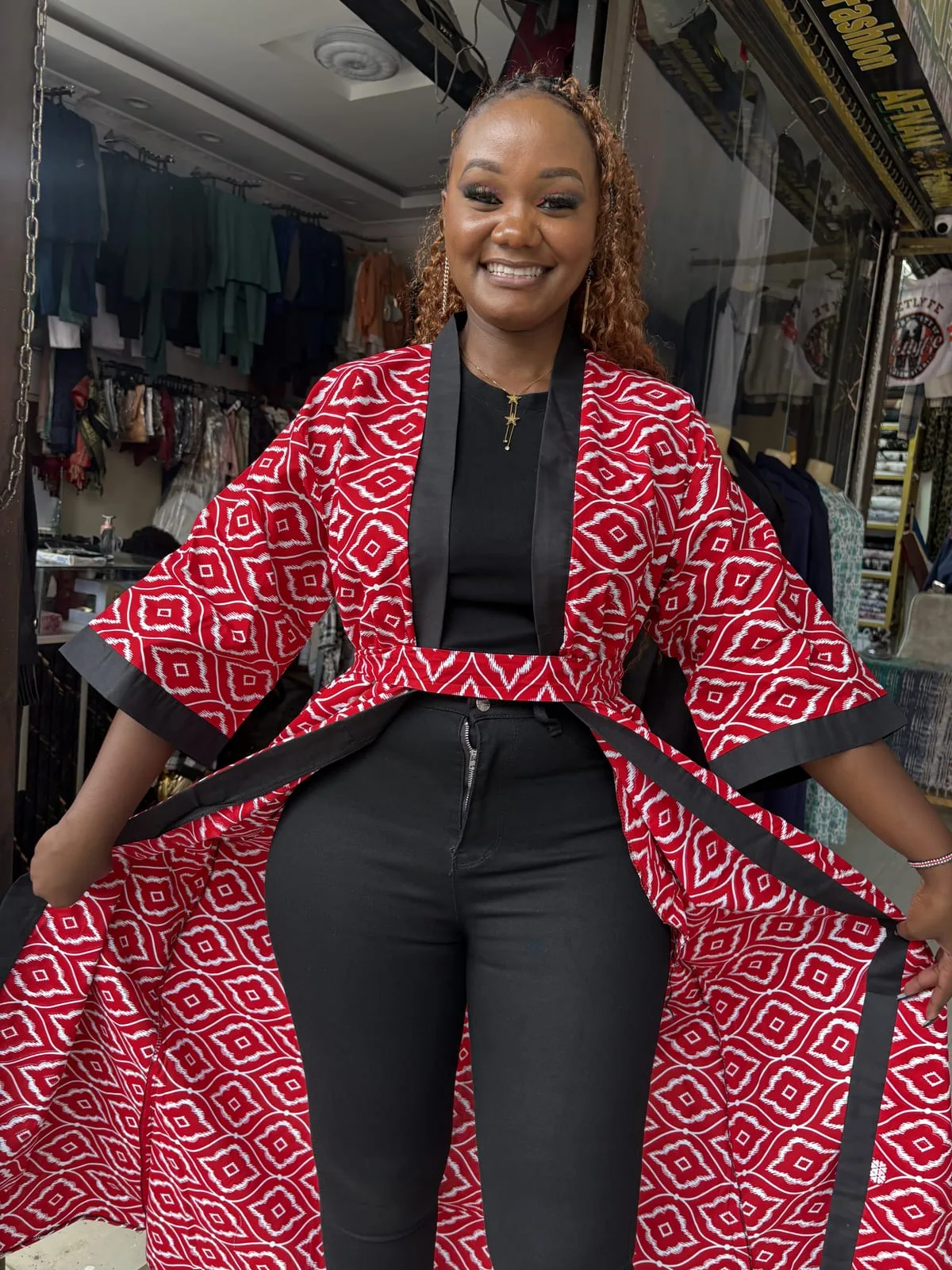 Crimson Mosaic Kimono Cover