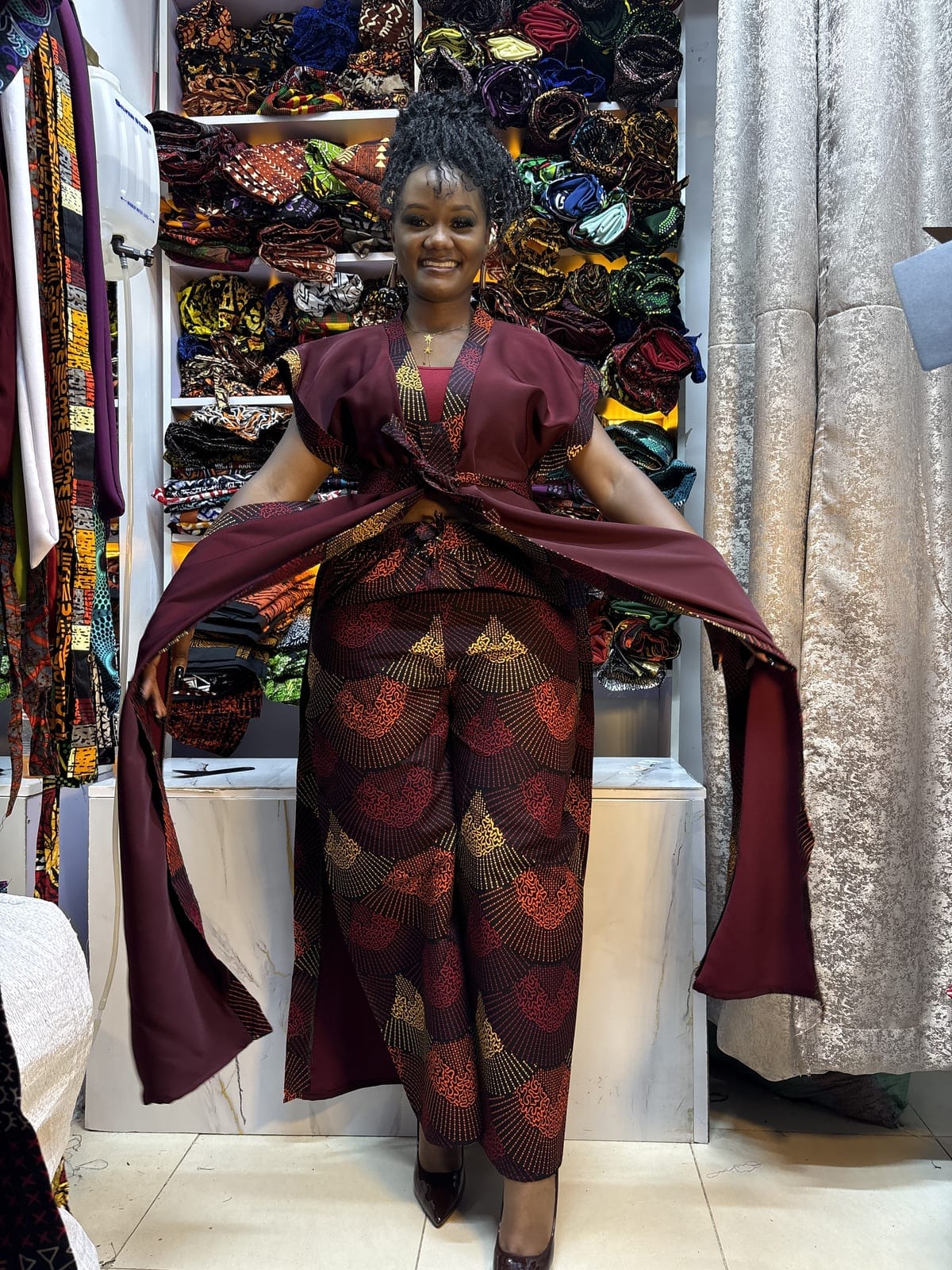 Maroon Heritage Kimono & Palazzo Set