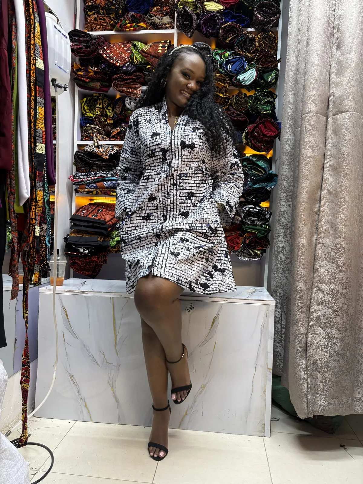Monochrome Poise Shift Dress