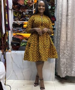 Golden Ovals Ankara Skater Dress
