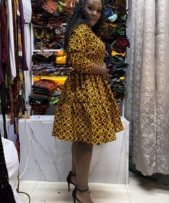 Golden Ovals Ankara Skater Dress