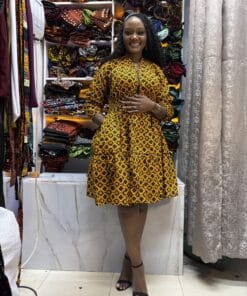 Golden Ovals Ankara Skater Dress