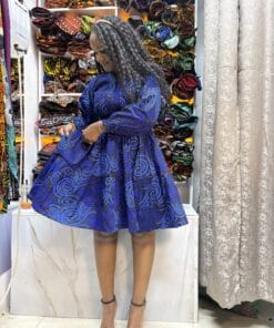 Royal Wave Ankara Skater Dress