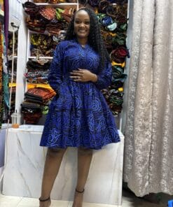 Royal Wave Ankara Skater Dress