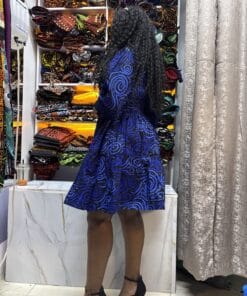 Royal Wave Ankara Skater Dress