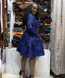 Royal Wave Ankara Skater Dress