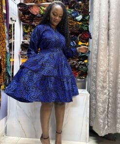 Royal Wave Ankara Skater Dress