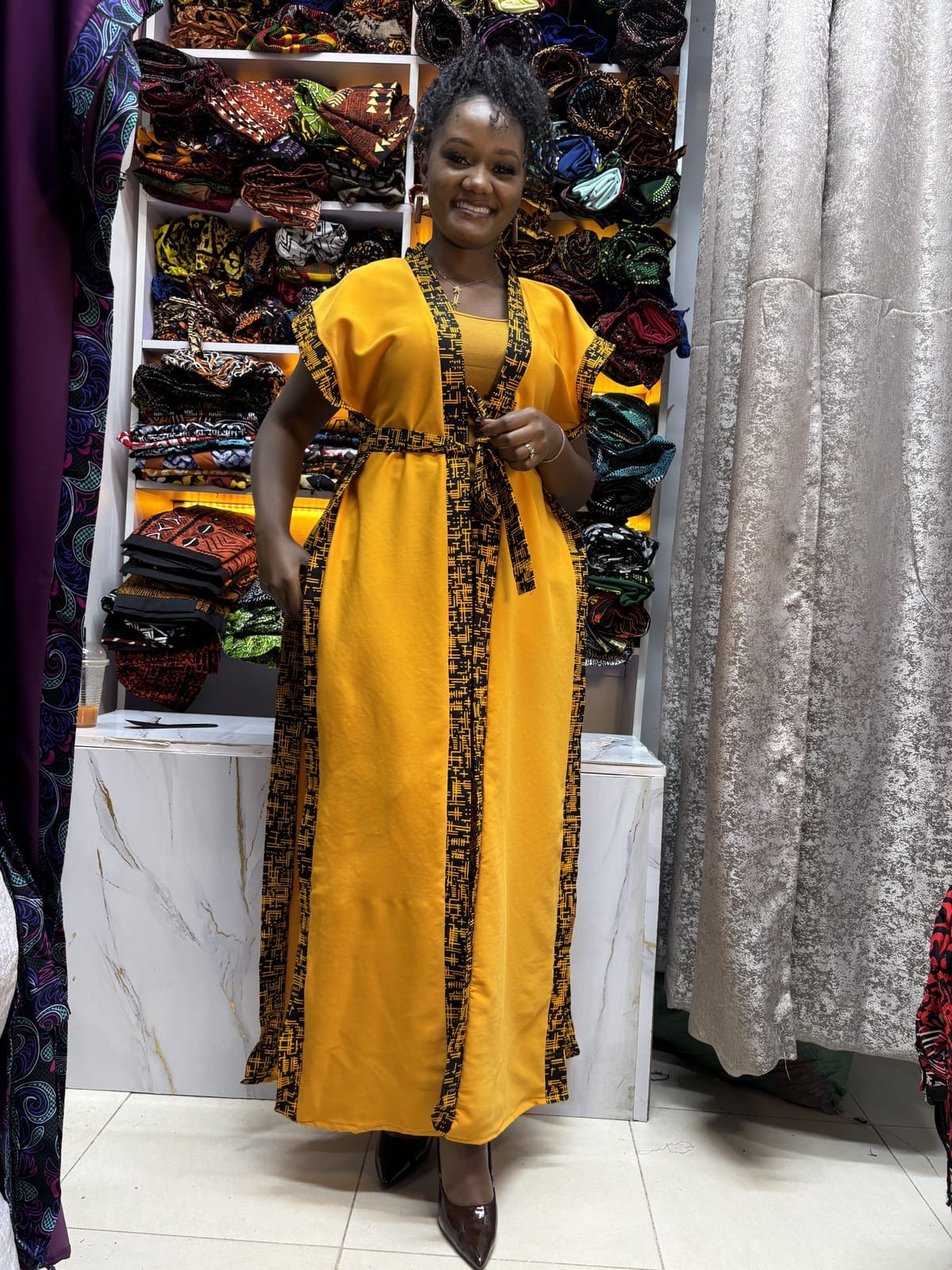 Golden Harmony Kimono & Palazzo Set