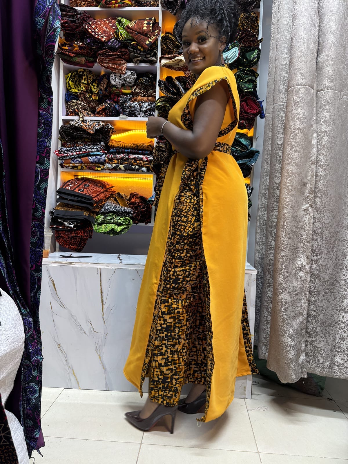 Golden Harmony Kimono & Palazzo Set