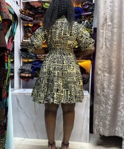 Ivory Glyph Ankara Skater Dress