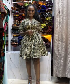 Ivory Glyph Ankara Skater Dress