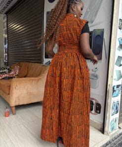 Tangerine Stripe Elastic-Back Kimono