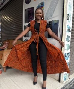 Tangerine Stripe Elastic-Back Kimono
