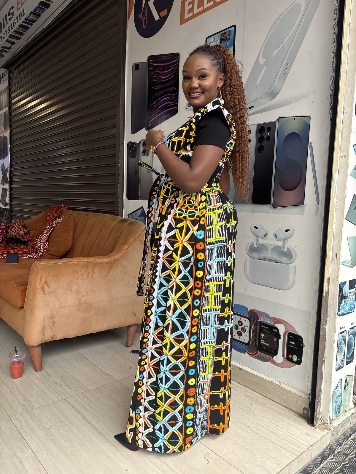 Carnival Glyph Elastic-Back Kimono