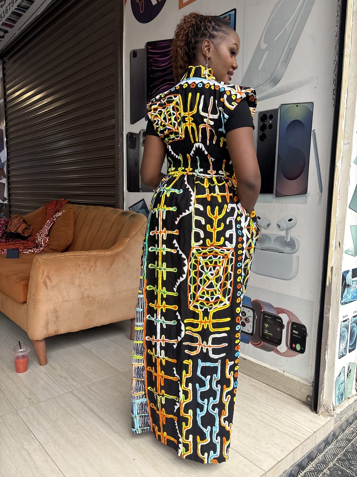 Carnival Glyph Elastic-Back Kimono