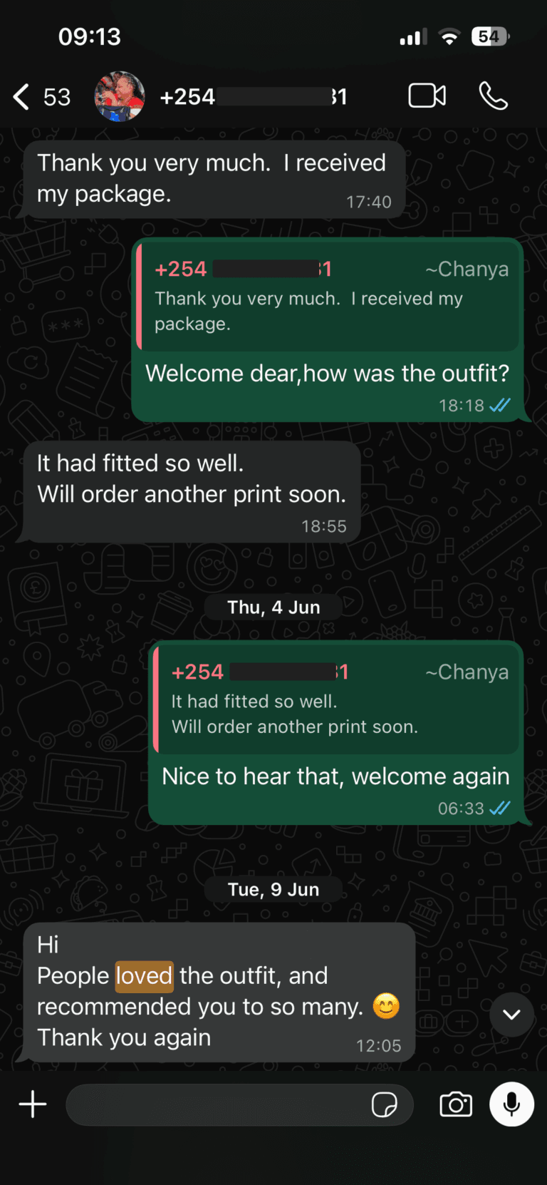 WhatsApp review from Chanya