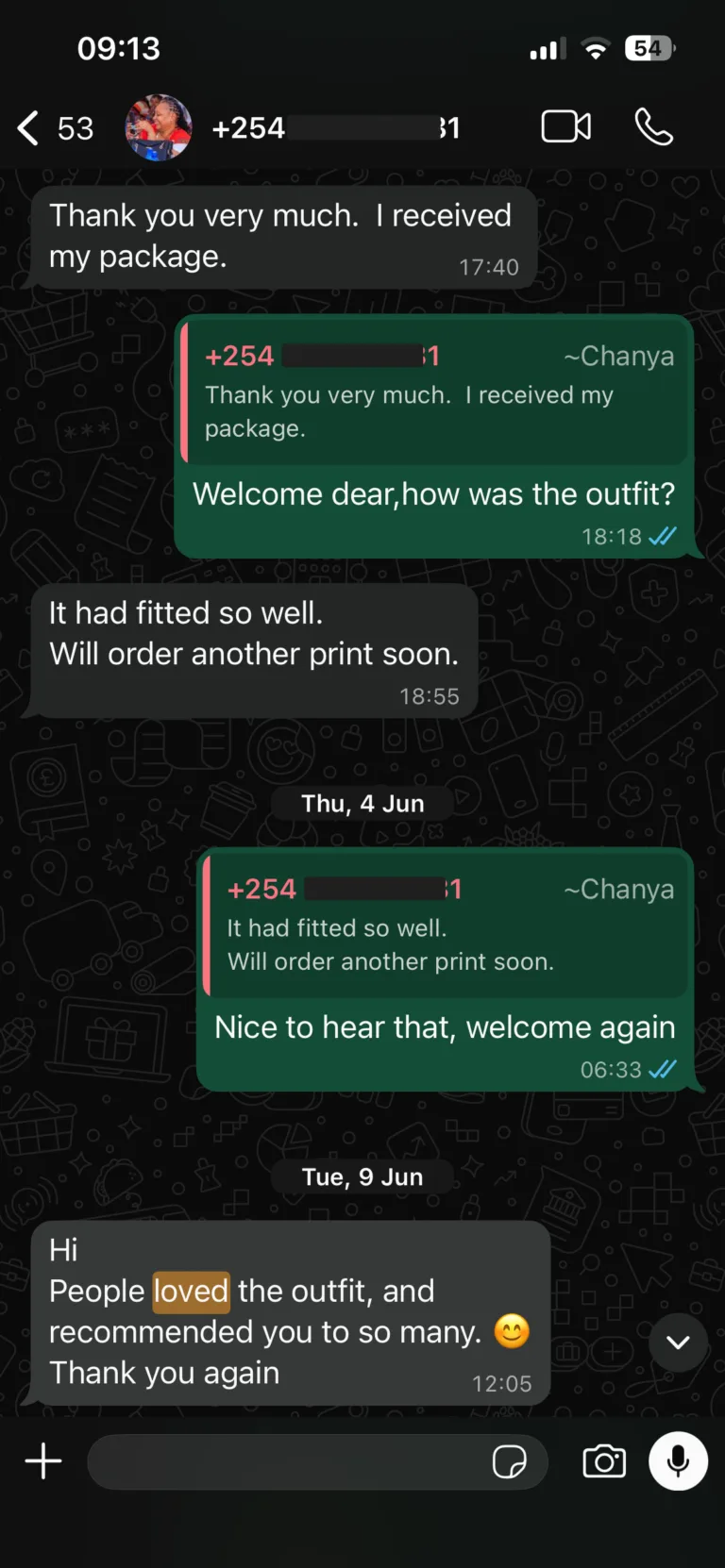 WhatsApp review from Chanya