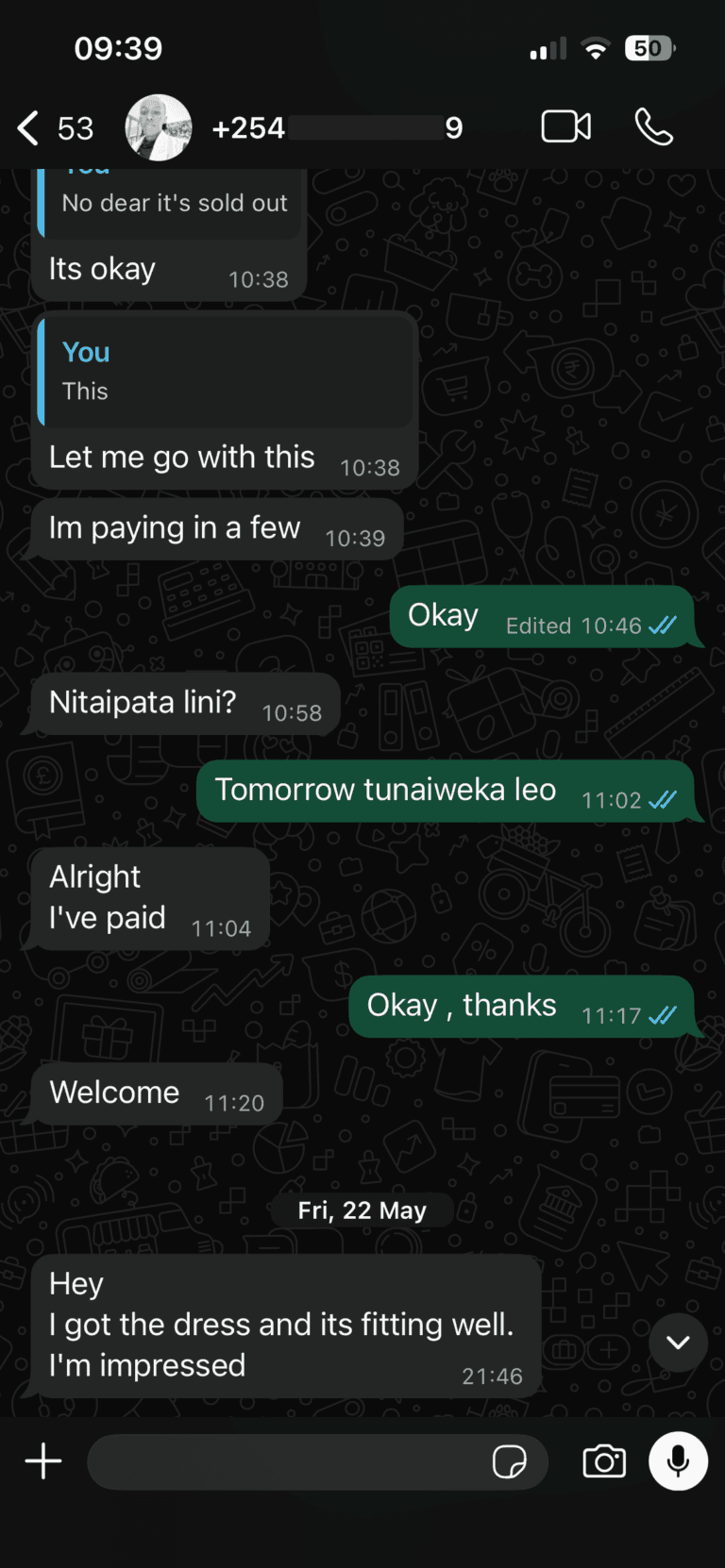 WhatsApp review from Wambui