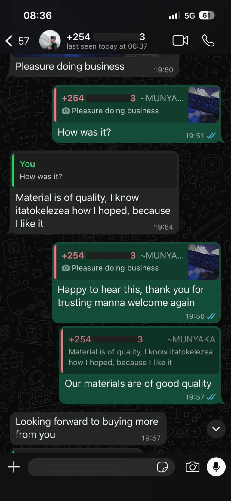 WhatsApp review from Munyaka