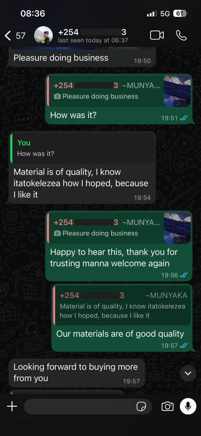WhatsApp review from Munyaka