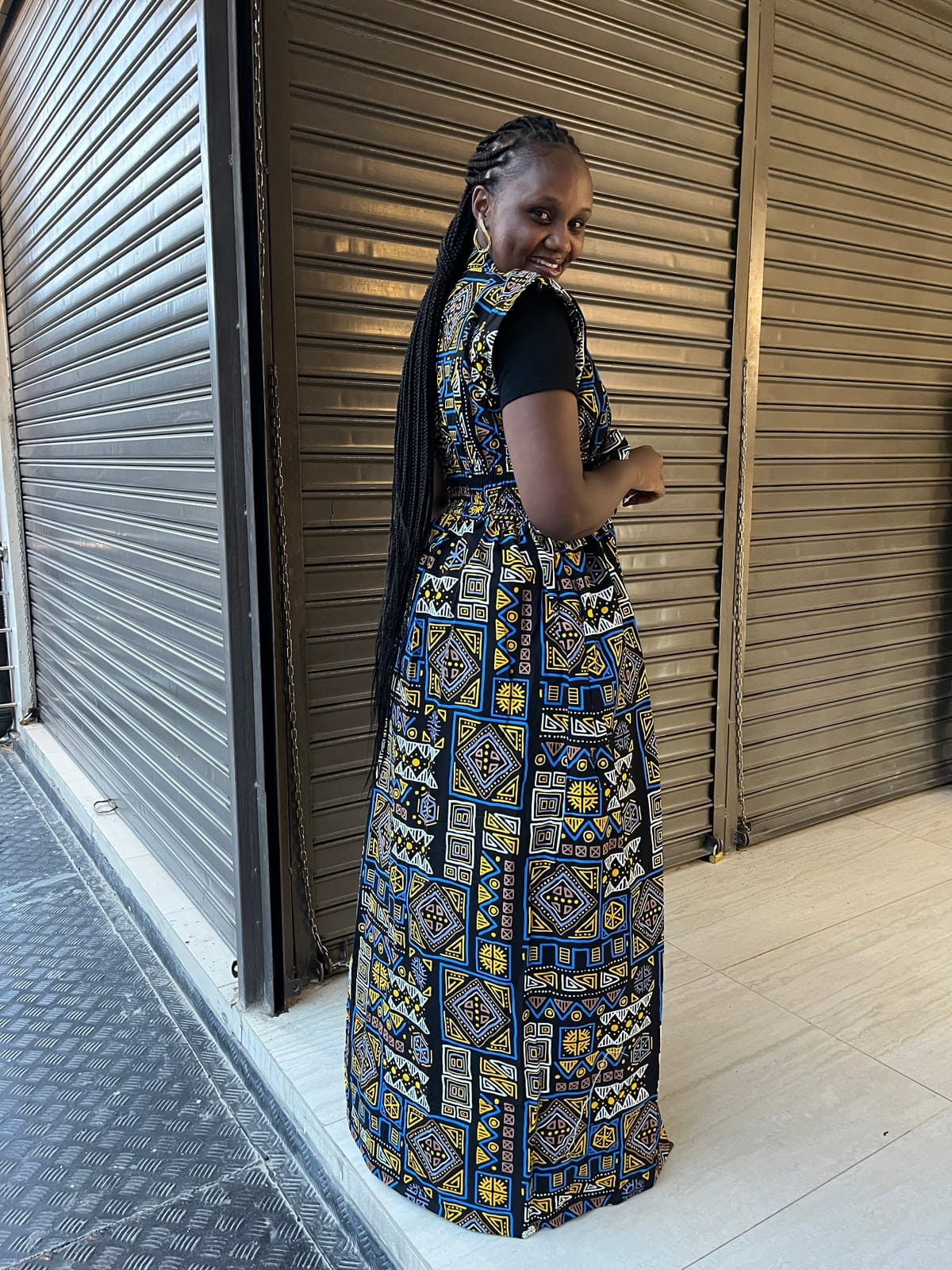 Cobalt Mosaic Maxi Kimono Cover-Up