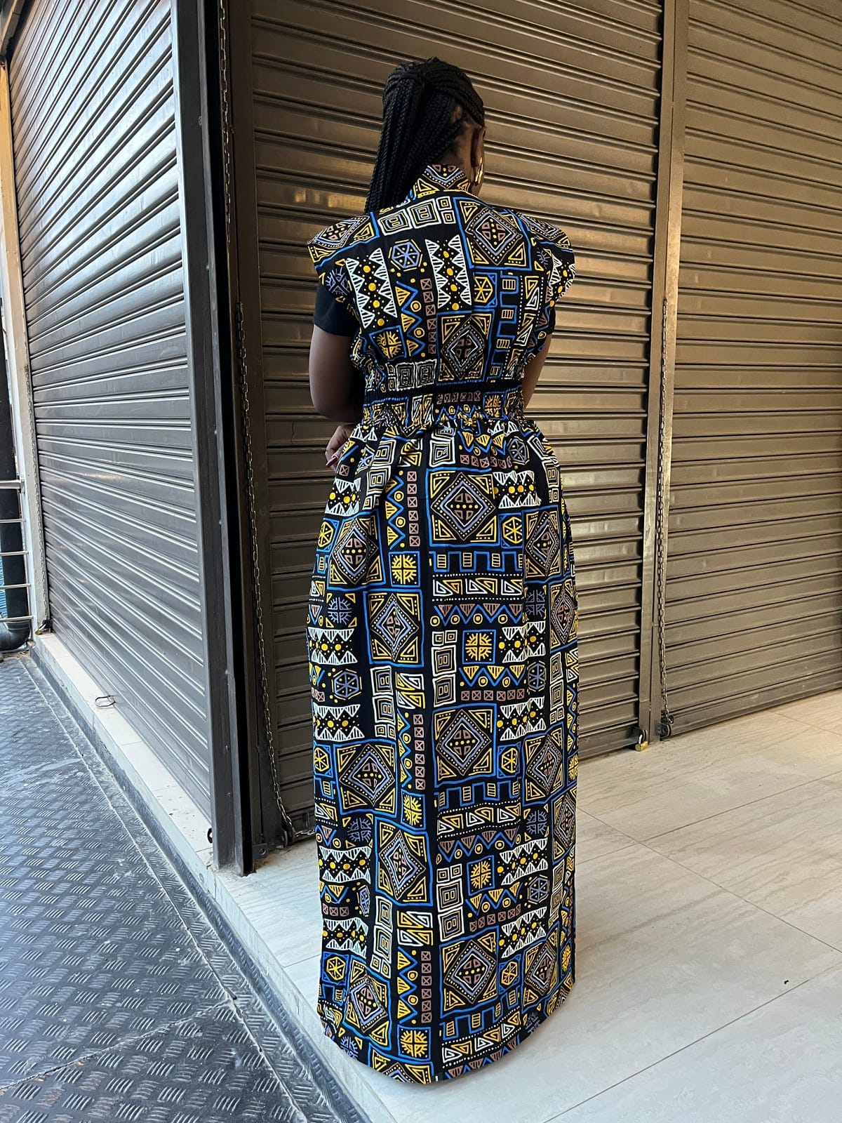 Cobalt Mosaic Maxi Kimono Cover-Up